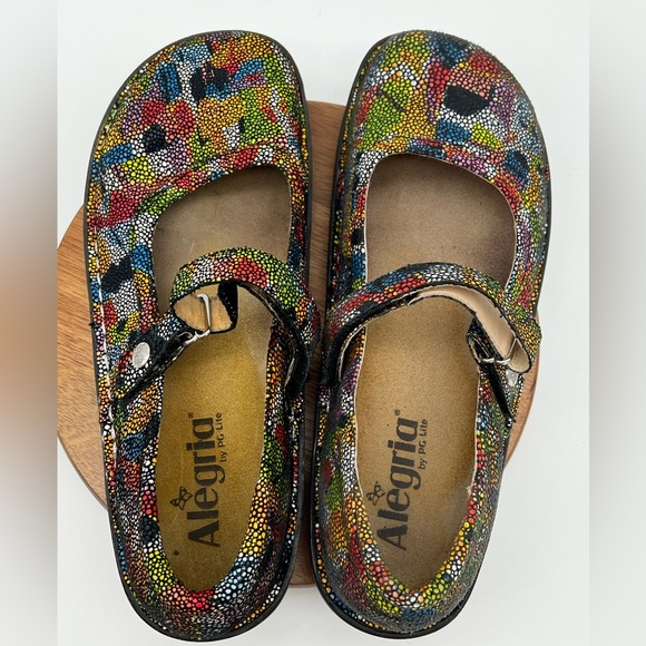 Alegria Paloma Multi Color Mosaic Leather Mary Jane Women Shoe Sz. 41/10.5/11 - Picture 5 of 9